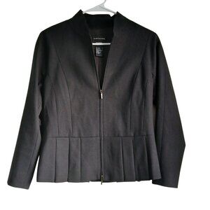 Doncaster Collection Black Fully Lined Tailored Wool Jacket Size 4 Zipper Front